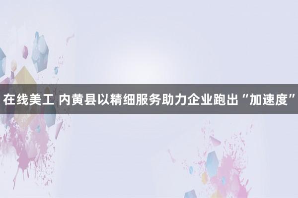 在线美工 内黄县以精细服务助力企业跑出“加速度”